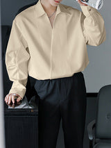 Men's Solid V Neck Long Sleeve Shirt SKUL30770