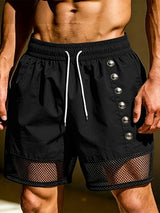 Men's Streetwear Button Decor Mesh Splicing Short SKUL63637