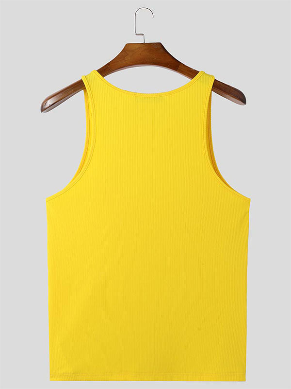 Mens Solid Color Strap Cross Sleeveless Tank SKUL03761