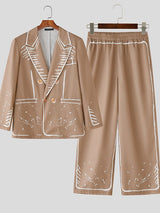 Men's Contrast Color Outline Two Pieces Outfit SKUL29589
