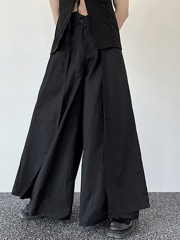 Mens Solid Layered Design Wide Leg Pants SKUK13137