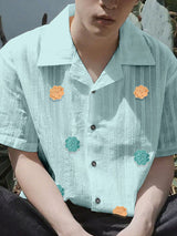 Men's 3D Floral Patchwork Sheer Short Sleeve Shirt SKUL15198