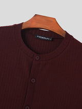 Mens Rib-Knit Button Front Solid Shirt SKUK33322