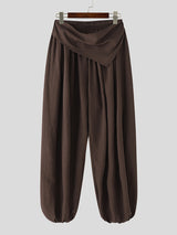 Mens Solid Color Ruched Casual Pant SKUL15368