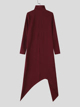 Mens Asymmetrical Slit Textured Long Sleeve T-Shirt SKUL24728