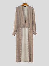 Men's Striped Asymmetrical Placket Long Sleeve Cardigan SKUL40324