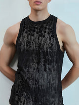 Mens Solid Color Sheer Mesh Tank SKUK95740