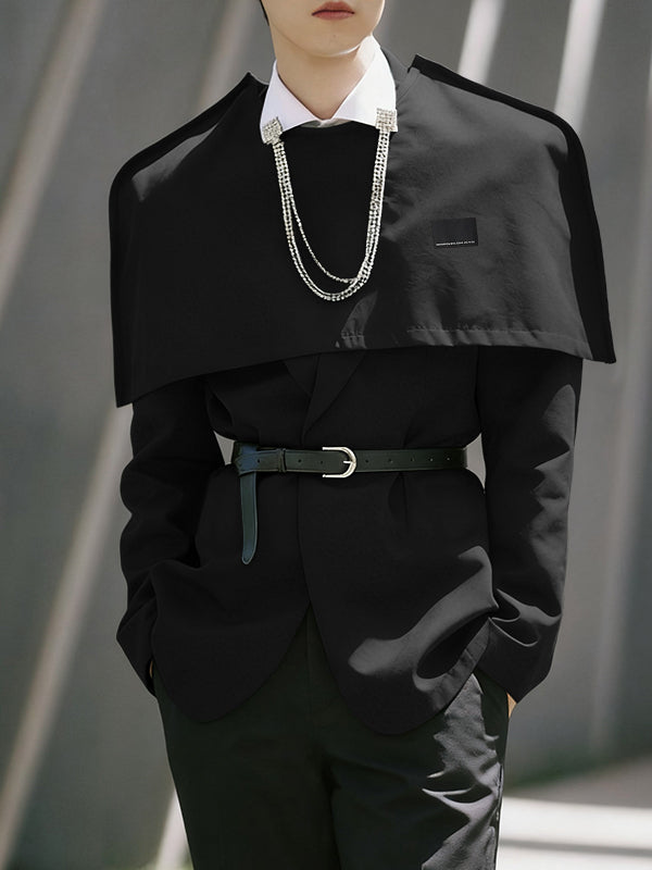 Men's Deconstructed Solid Color Cape Patchwork Casual Blazer SKUL37686