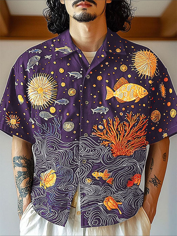 Mens Underwater World Print Short Sleeve Shirt SKUL17011