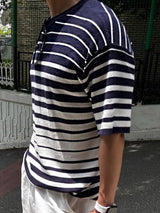 Mens Striped Knit Short Sleeve T-Shirt SKUK78324