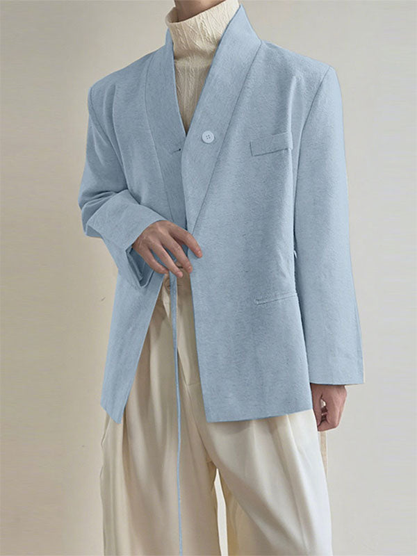 Men's Solid Color Tie Casual Long Sleeve Blazer SKUL27434