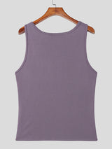 Mens Solid Color Knit Casual Tank SKUL18720