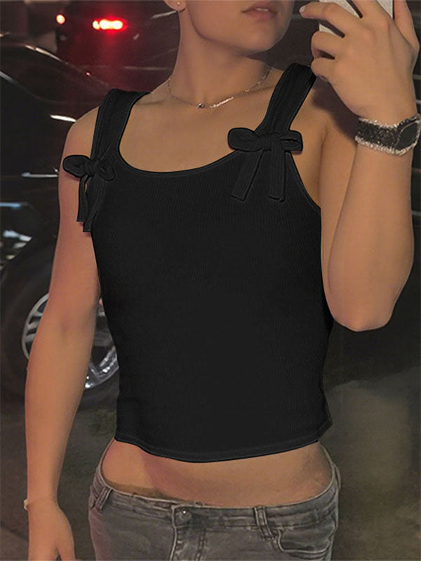 Men's Textured Bow Tie Cropped Tank SKUL21054