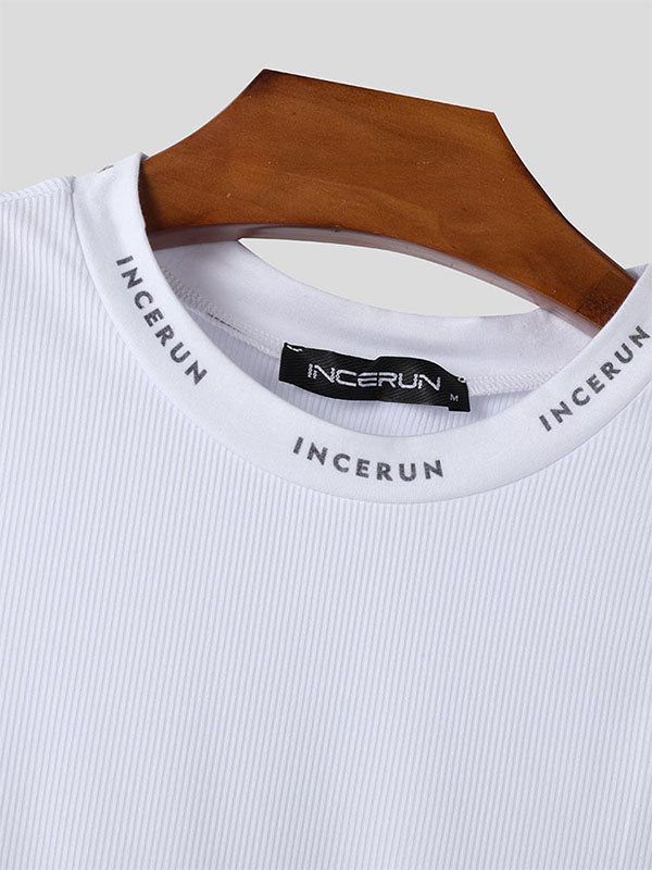 Mens Letter Print Patchwork Knit Tank SKUL02173