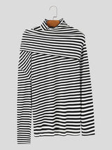 Mens Hollow-Out Striped Long-Sleeve T-Shirt SKUK85766