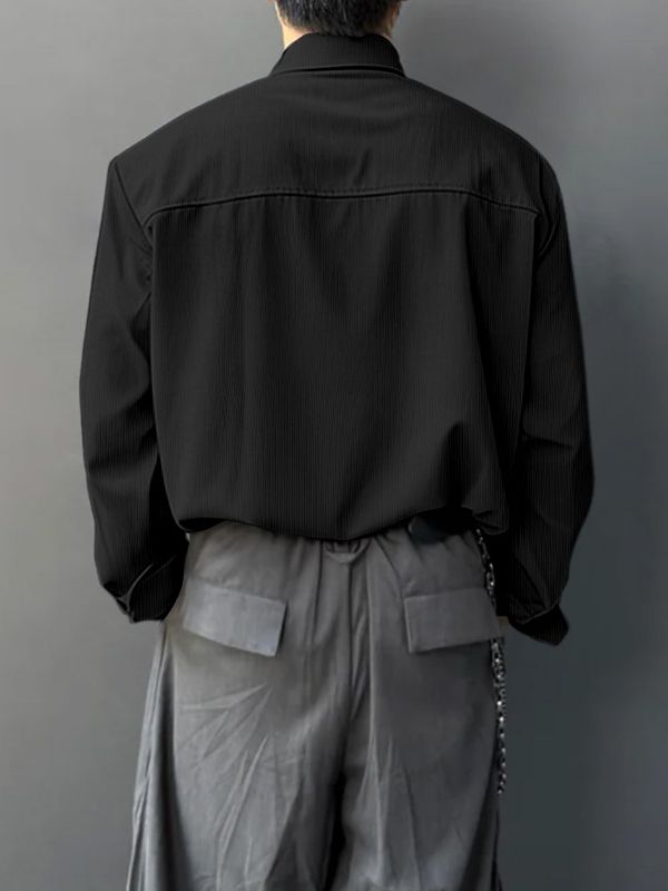 Men's Deconstructed Embroidered Tie Long Sleeve Shirt SKUL45405