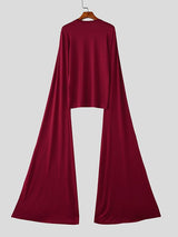 Men's Extra Long Split Knit Crew Neck T-Shirt SKUL49883