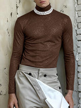 Men's Shiny Solid Color Long Sleeve T-Shirt SKUL37687