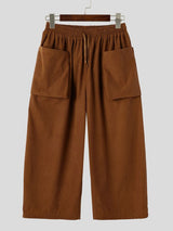 Men's Japanese Vintage City Walk Big Pocket Corduroy Wide-Leg Pant SKUL85230