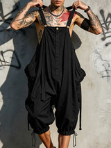 Men's Harajuku Streetwear Baggy Dropped Crotch Harem Fit Cropped Bib Overall SKUL63151