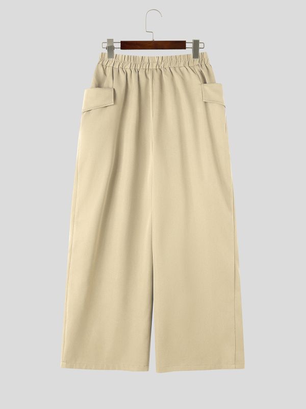 Men's Japanese Workwear City Walk Pleated Waist Flap Pocket Balloon Wide-Leg Pant SKUL85258