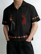 Men's Retro Soul Dance Graphic Cuban Collar Shirt SKUL55490