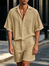 Men's American Vintage Resort Lightweight Cuban Collar Jumpsuit SKUL74624