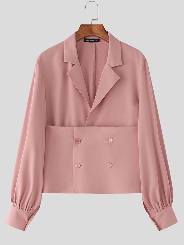 Men's Solid Waist Long Sleeve Shirt SKUL40547