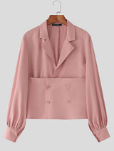 Men's Solid Waist Long Sleeve Shirt SKUL40547