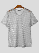 Mens Mesh Hollow Short Sleeve T-Shirt SKUL15535