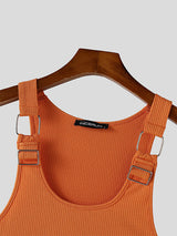 Mens Metal Buckle Patchwork Casual Tank SKUL05854