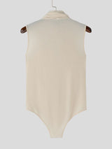 Men's Avant-Garde Cross Neck Crinkled Ruched Sheer Mesh Patchwork Tight Bodysuit SKUL61880