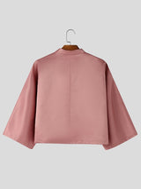 Men's Solid Color Frog Button Shirt SKUL56290