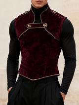 Men's Velvet Contrast Trim Button Tank SKUL49857