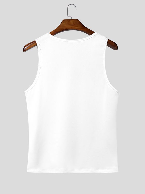 Men's Slim Fit Sheer Mesh Splicing Deep Scoop Neck Tank SKUL63638