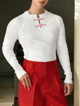 Men's Solid Color Textured Long Sleeve T-shirt SKUL45408