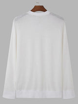 Mens Sheer V-Neck Long-Sleeve T-Shirt SKUK76309