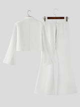 Men's Solid Color Flared Sleeve Two Pieces Outfit SKUL24595