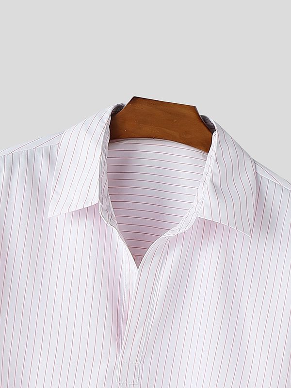 Men's Stripe Collar Long Sleeve Shirt SKUL51263