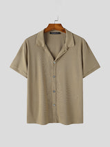 Mens Solid Rib-Knit Short Sleeve Shirt SKUK16996