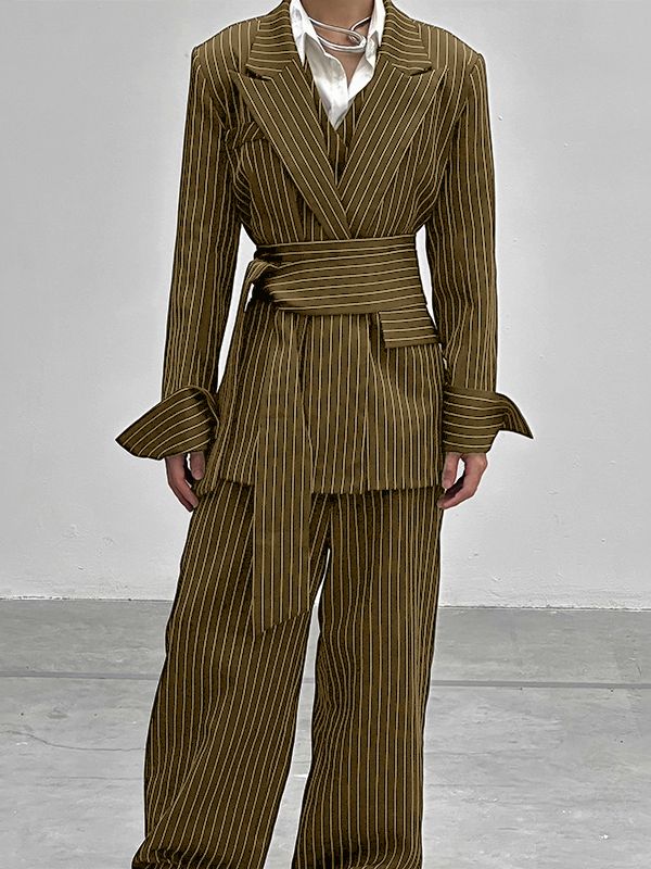 Men's Striped Tie Casual Two Pieces Outfit SKUL30460