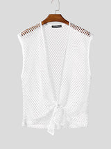 Mens Sheer Mesh Hollow Sleeveless Cardigan SKUL13735