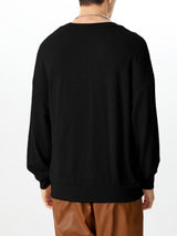 Mens Solid Color Deep V-Neck Long-Sleeve Sweater SKUK78592