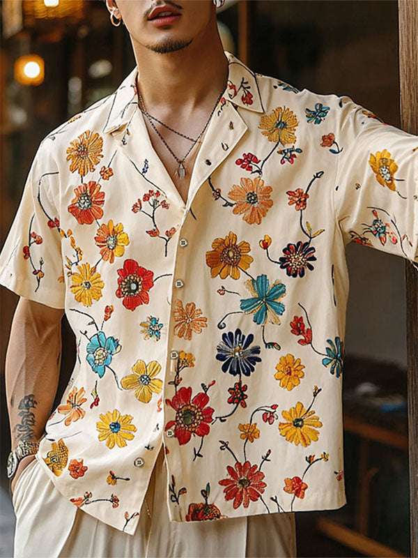 Mens Floral Print Short Sleeve Shirt SKUL07494