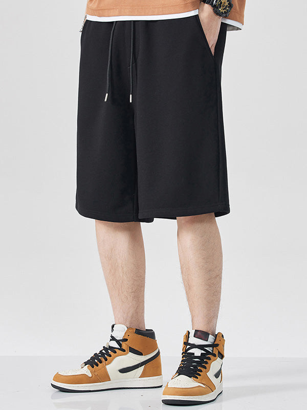 Mens Solid Casual Drawstring Waist Shorts SKUK51706