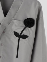 Men's 3D Long-Stem Rose Patch Overlap Shirt SKUL61944