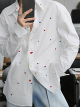 Men's Heart Embroidered Long Sleeve Shirt SKUL29650