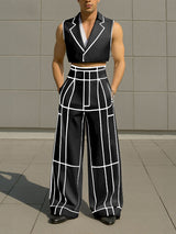 Mens Bold Stripe Cropped Casual Two Pieces Outfit SKUL23547