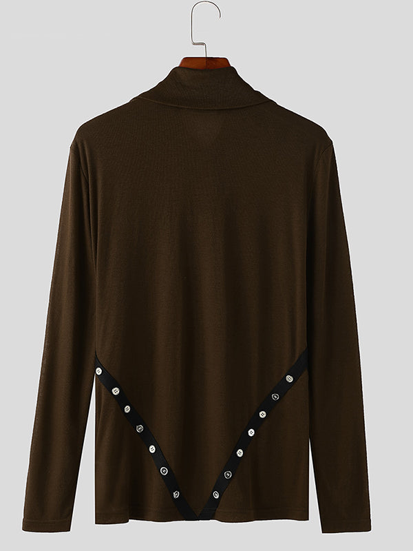 Mens Solid Color Slim Fit Casual Long Sleeve Shirt SKUK99915