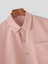 Men's Solid Color Loose Long Sleeve Shirt SKUL47908